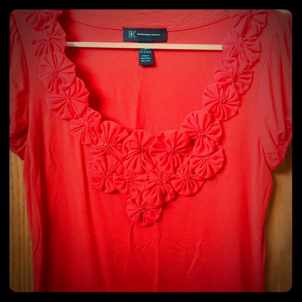 INC beaded floral blouse